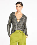 LAFORT - Blusa Decote V Rebeca Cobra Preto Estampado