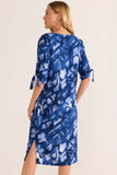 STROKE - Vestido MG 3/4 Estampa Blurred Flowers