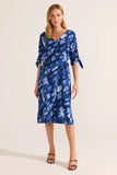 STROKE - Vestido MG 3/4 Estampa Blurred Flowers