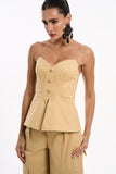 KOHDE - Top Corselet Recortes Cotton Algodão Bege - Verão 27