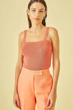 TOP ALCAS EM TRICOT CORAL