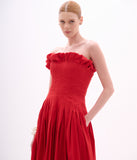 ARTE SACRA - Vestido Longo Pinça Longo Shantung Silk Red Pepper