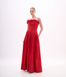 ARTE SACRA - Vestido Longo Pinça Longo Shantung Silk Red Pepper