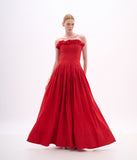 ARTE SACRA - Vestido Longo Pinça Longo Shantung Silk Red Pepper