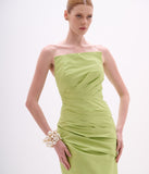 ARTE SACRA - Vestido Longo Tomara que Caia Busto Quadrado Shantung Silk Acid Lima