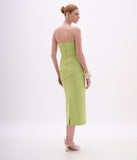 ARTE SACRA - Vestido Longo Tomara que Caia Busto Quadrado Shantung Silk Acid Lima