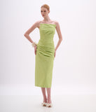 ARTE SACRA - Vestido Longo Tomara que Caia Busto Quadrado Shantung Silk Acid Lima