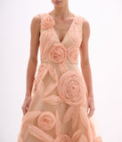 ARTE SACRA - Vestido Longo Flores Tule + Crinol Shell