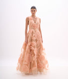 ARTE SACRA - Vestido Longo Flores Tule + Crinol Shell