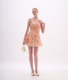 ARTE SACRA - Vestido Curto Flores Tule + Crinol Shell