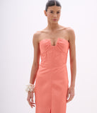 ARTE SACRA - Vestido Midi Busto Drapeado Zibeline Glow Light Coral