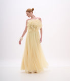 ARTE SACRA - Vestido Longo Pétalas Bordadas Tule Dress Yellow Cream