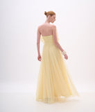 ARTE SACRA - Vestido Longo Pétalas Bordadas Tule Dress Yellow Cream