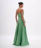 ARTE SACRA - Vestido Tomara Que Caia Longo Bordado Zibeline Glow Energy Green