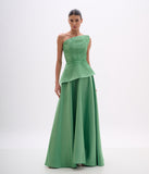 ARTE SACRA - Vestido Tomara Que Caia Longo Bordado Zibeline Glow Energy Green