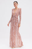 PATBO - Vestido Longo PATBO Graphic Leaves Rosa Claro