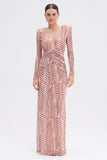 PATBO - Vestido Longo PATBO Graphic Leaves Rosa Claro