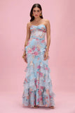 PATBO - Vestido Longo Etera Azul - Estampado