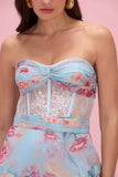 PATBO - Vestido Longo Etera Azul - Estampado