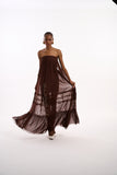 KOHDE - Vestido TQC Maxi Longo Tule Transfer Marrom - Verão 27
