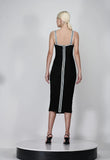 CAOS - Vestido Midi Tule C/ Vies Jeans Preto