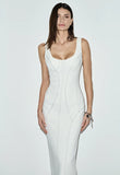 CAOS - Vestido de Alfaiataria Pespontado OFF White - Verão 27