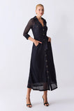 ONE UP - Vestido Midi Black New Renda Preto