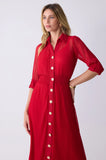 ONE UP - Vestido Chemise Plisse Red Vermelho