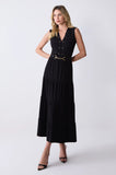 ONE UP - Vestido Crepe Black Aplique Taxas Preto