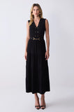 ONE UP - Vestido Crepe Black Aplique Taxas Preto