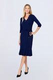 ONE UP - Vestido Crepe Navy C/ Ilhos Azul