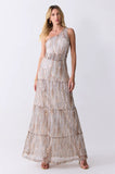 ONE UP - Vestido Longo Heloisa C/ Aplique Bege