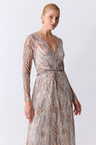 ONE UP - Vestido Midi Heloisa Bege Estampado