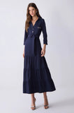 ONE UP - Vestido Midi Viena Navy Marinho