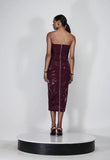 CAOS - Vestido Midi Tomara que Caia Vinil Glow Cherry
