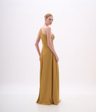 ARTE SACRA - Vestido Um Ombro Só Bordado Satinacetouch Gold