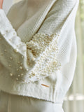 ANSELMI - Blusa Gola Alta Detalhe Perolas Manga Off White