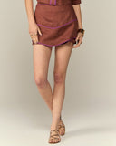 OLIVIA'S - Shorts-Saia Tomas em Pontas Linho Café + Uva