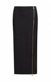 ALPHORRIA - Saia Midi C/ Fenda Ziper Preto - Verão 27