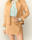OLIVIA'S - Shorts-Saia Alegra Botões Laterais Couro Sand