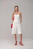 CAOS - Conjunto Blusa Strapless e Bermuda Recorte OFF Wite