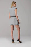 CAOS - Conjunto Maxi Colete Top Short Passante Couro CInza
