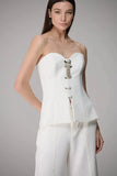 CAOS - Corselet Strapless Alfinetes OFF White