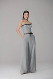 CAOS - Corselet Strapless Passante Couro Cinza Cronos
