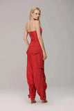 CAOS - Corselet Strapless Recortes C Gotico Vermelho