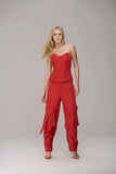 CAOS - Corselet Strapless Recortes C Gotico Vermelho