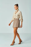 OLIVIA'S - Cropped Decote Babado Cotton Bege