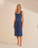 SCALON - Vestido Jeans Midi Destroyer