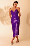 PATBO - Vestido Midi Paetês Roxo