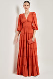 AVE RARA - Vestido Babado Valentina Rust Terracota